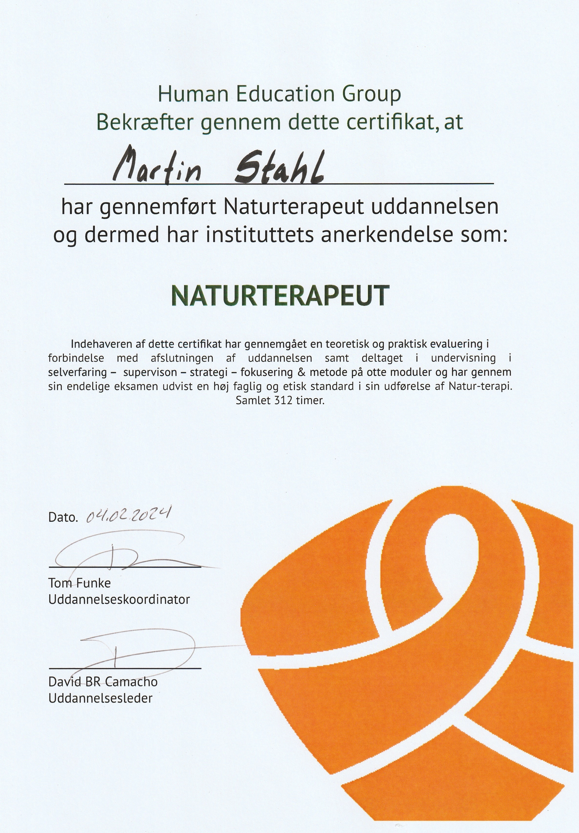 Naturterapeut Certifikat